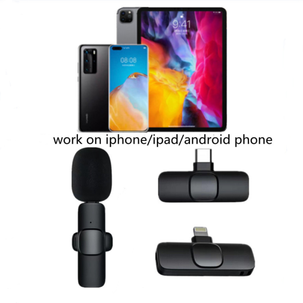 Wireless Lavalier Microphone Portable Audio Video Recording Mini Mic For I Phone Android Long Battery Life Live Broadcast Gaming - Image 3